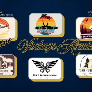 20 authentische Vintage Abzeichen und Retro Logos als skalierbare Vektorgrafiken – SVG und PNG für Unternehmen und Branding – PT Digital