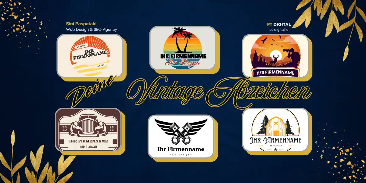Vintage Abzeichen Kollektion – 20 Retro Logos